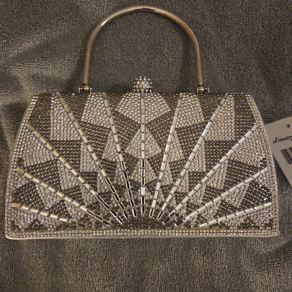 Elegant Silver Crystal Clutch/Crossbody
